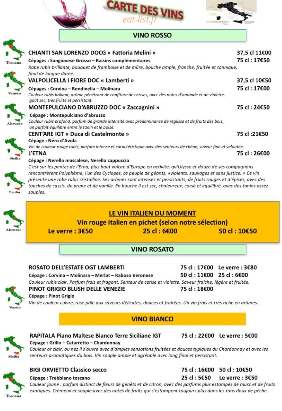 La Tavola — carte page 8