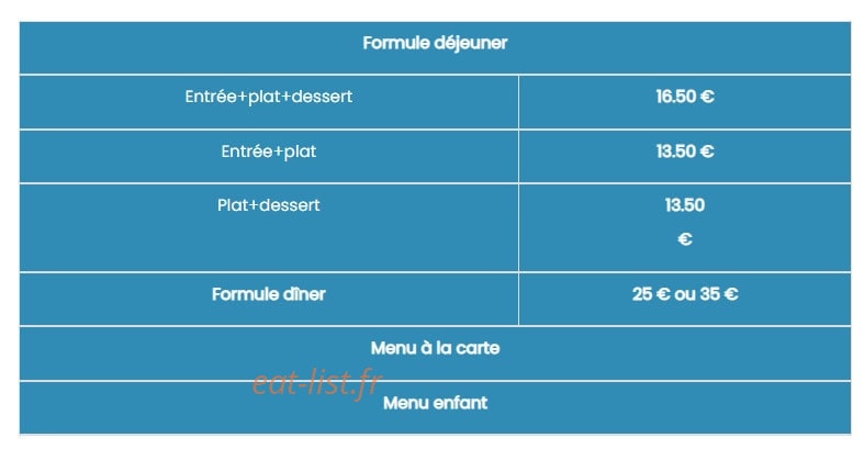 La Table du Marché — carte page 1