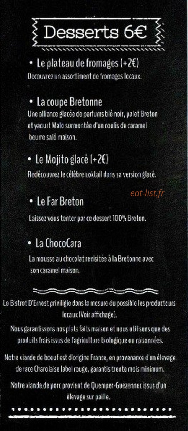 Le Bistrot D'Ernest — carte page 4