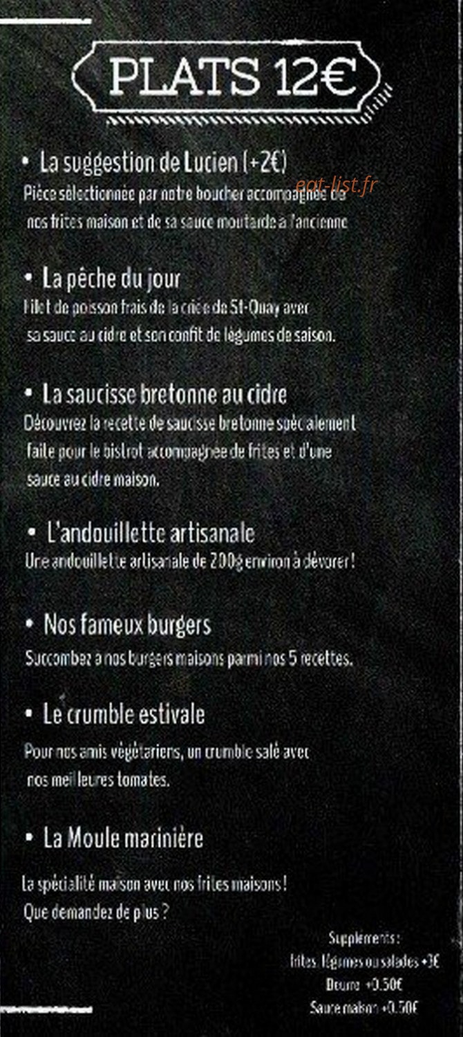 Le Bistrot D'Ernest — carte page 3