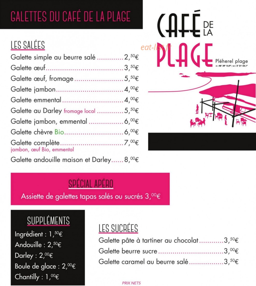Le Café De La Plage — carte page 1