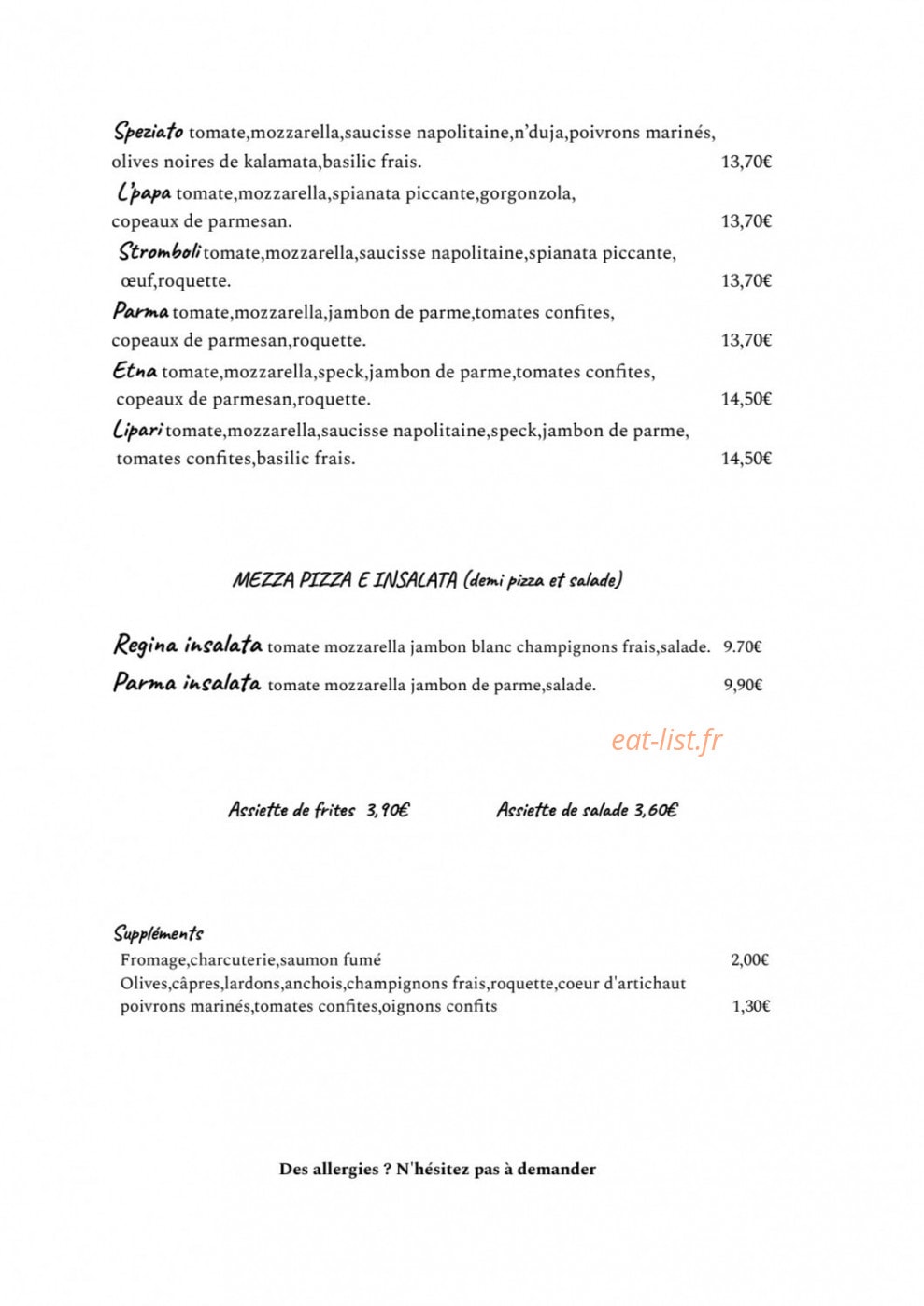 pizzeria La mama — carte page 4