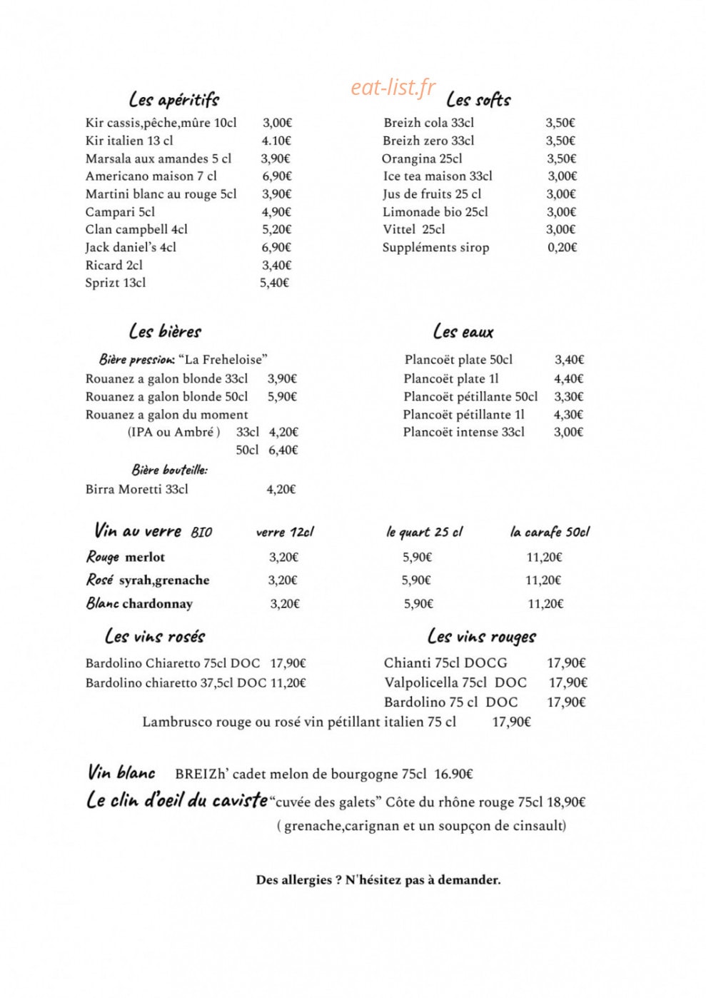 pizzeria La mama — carte page 1
