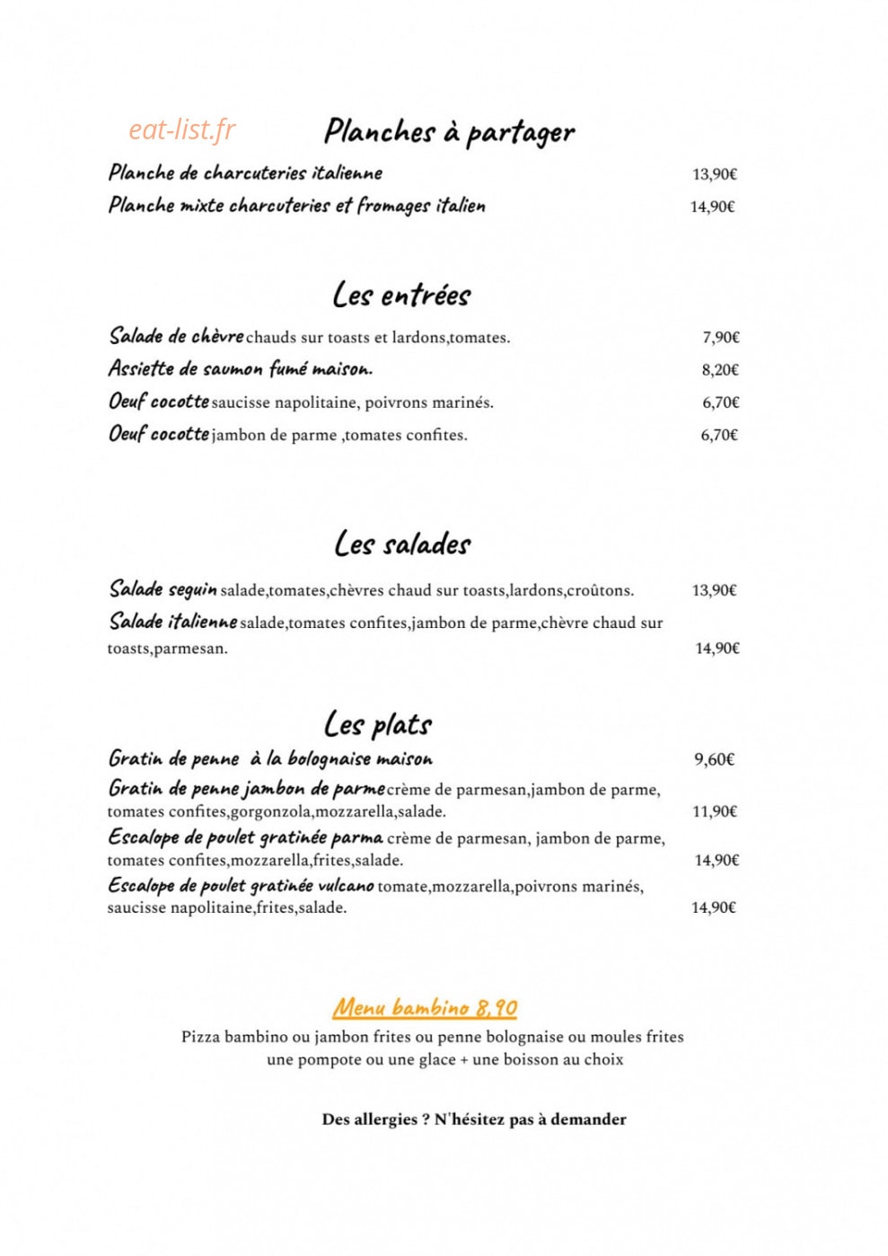 pizzeria La mama — carte page 2