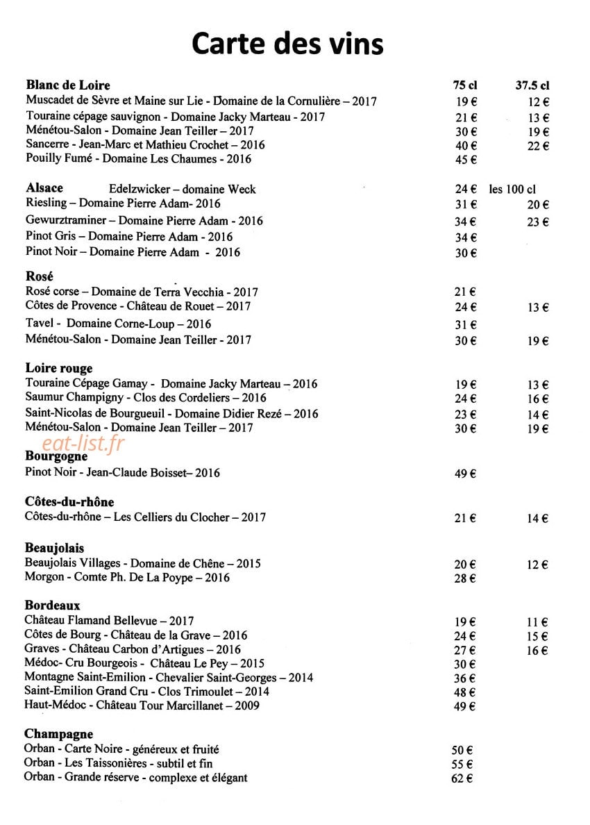 Restaurant Le Victorine — carte page 2