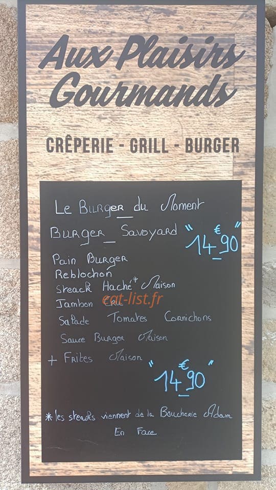 Aux plaisirs gourmand — carte page 1