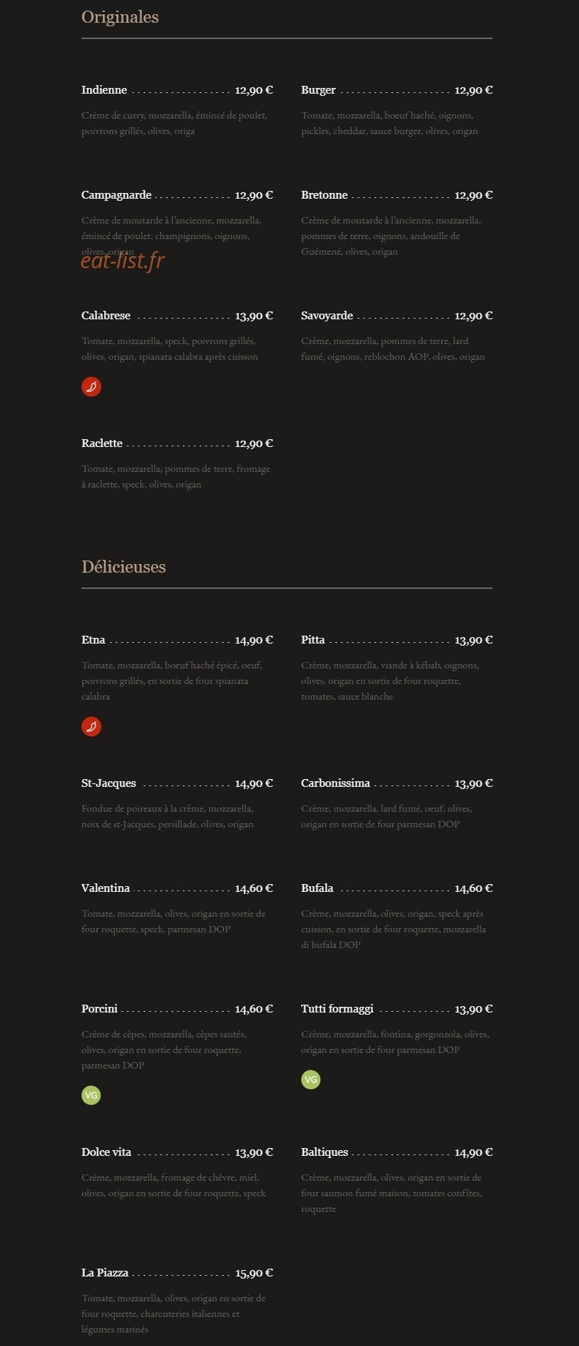 La Piazza — carte page 2