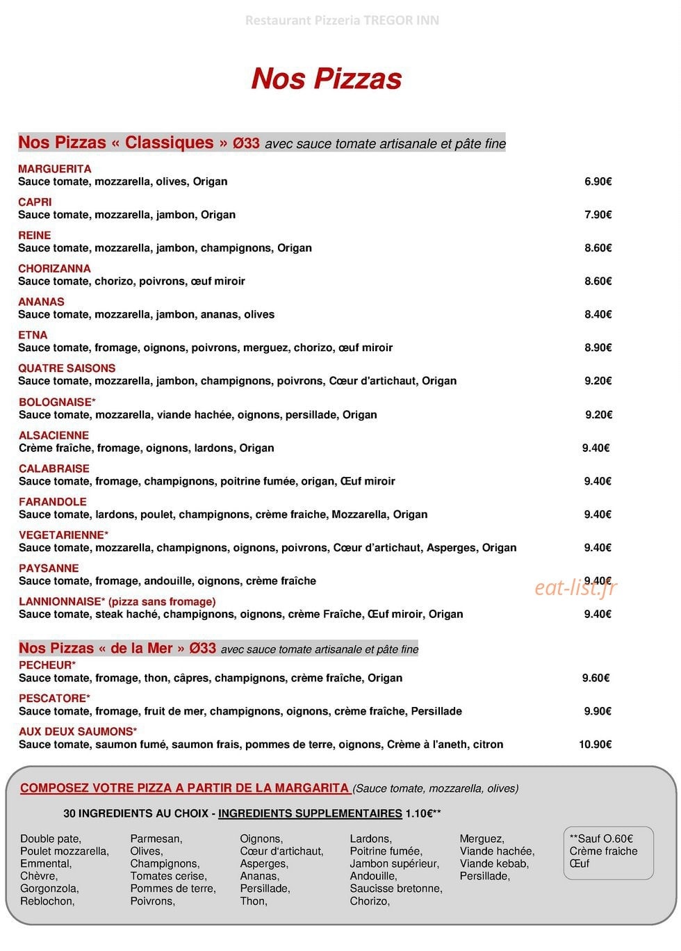 Tregor Inn — carte page 2