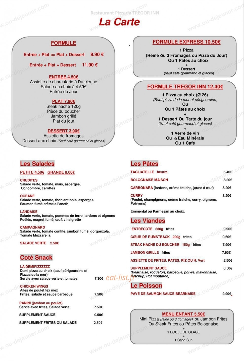Tregor Inn — carte page 1
