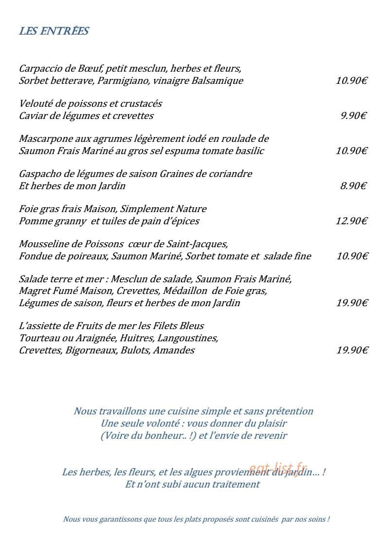 Les Filets Bleus — carte page 7