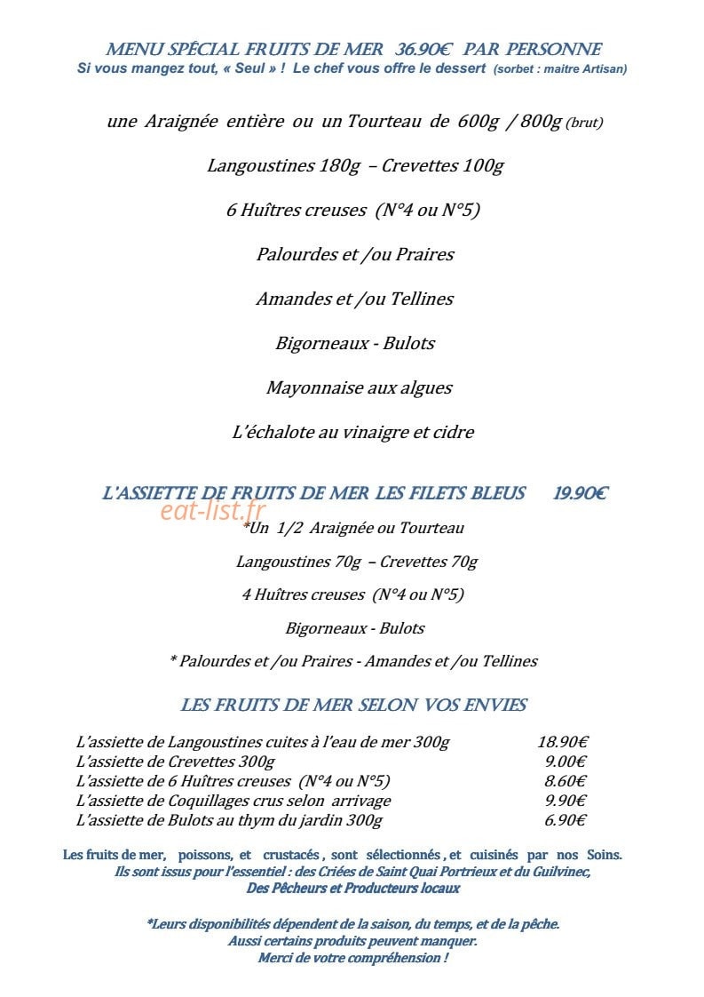 Les Filets Bleus — carte page 3