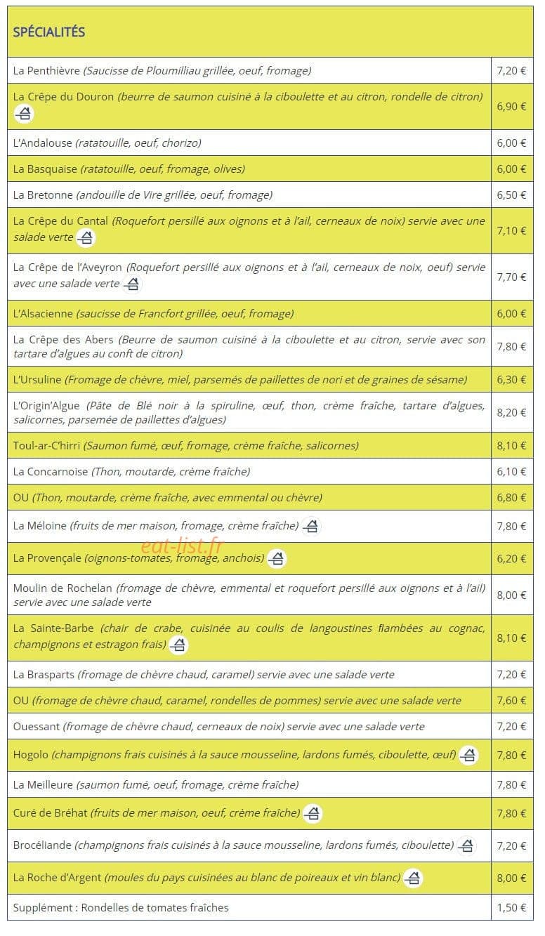 Creperie de la mer — carte page 2