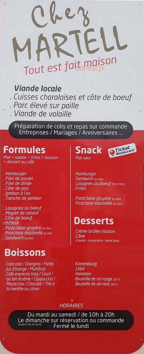 Chez Martell — carte page 1