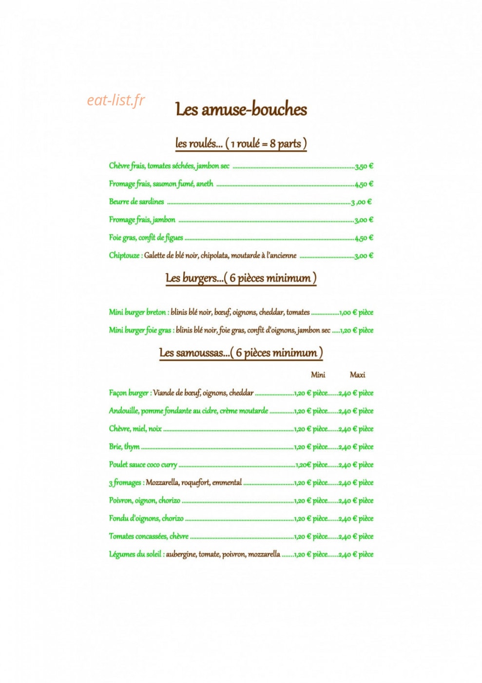 Crêperie Fontaine Saint Père — carte page 2