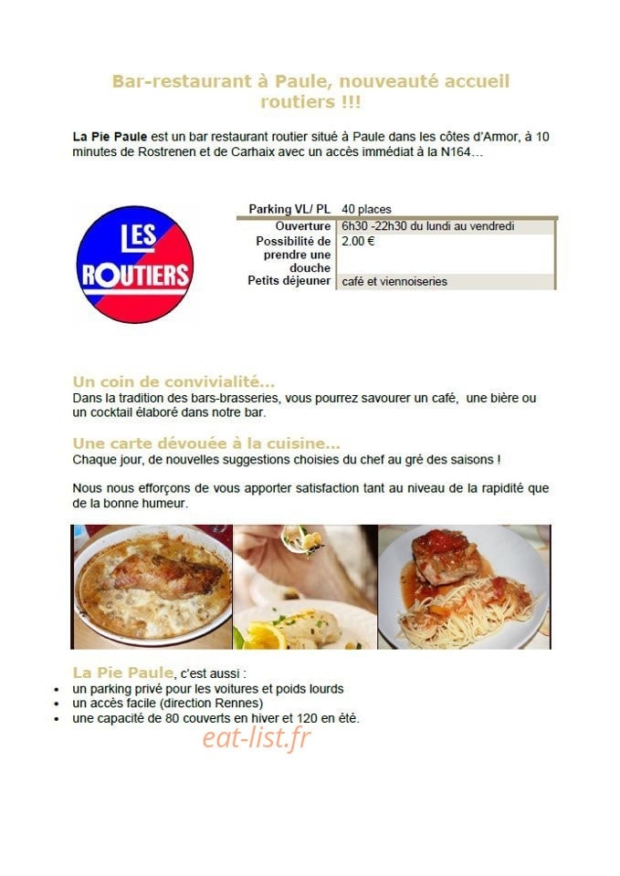 La Pie Paule — carte page 1
