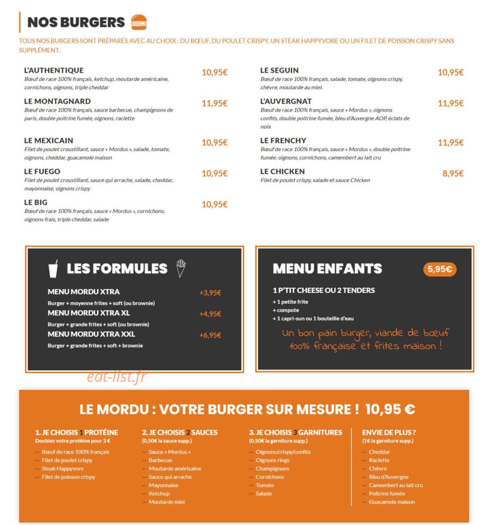 Les Mordus du Burger — carte page 1