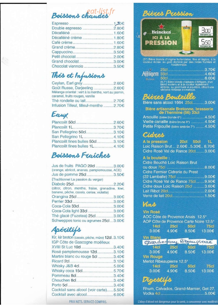 Crêperie des iles — carte page 6