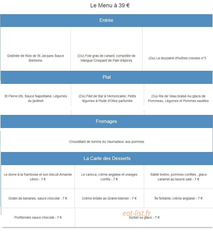 Au Biniou — carte page 2