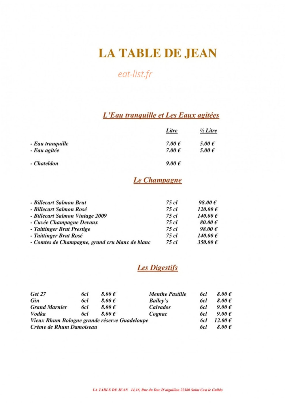 La Table de Jean — carte page 5