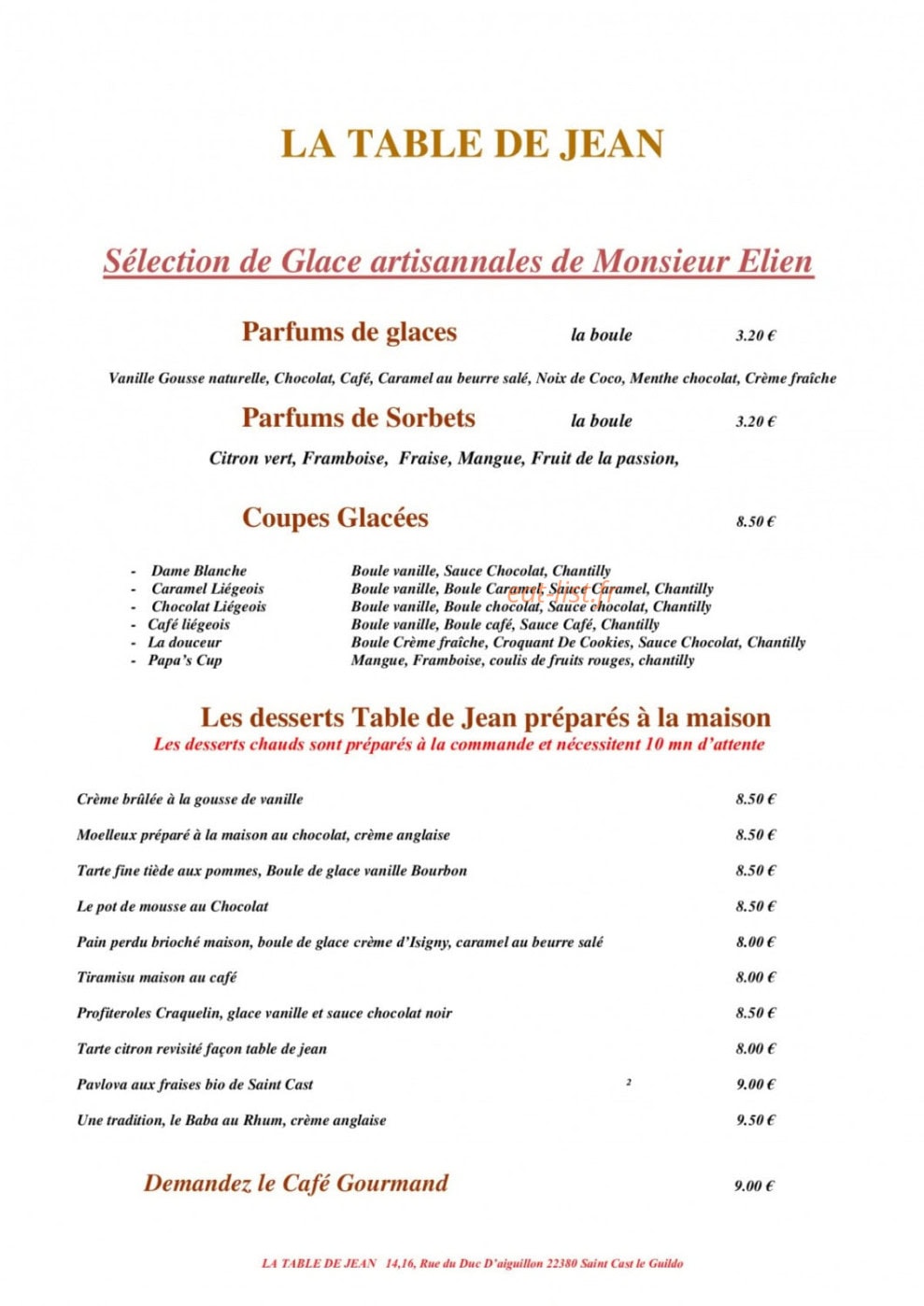 La Table de Jean — carte page 3