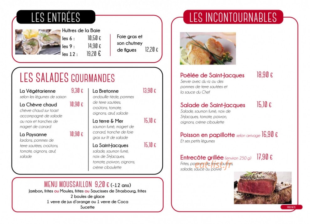 Le Café Face — carte page 2