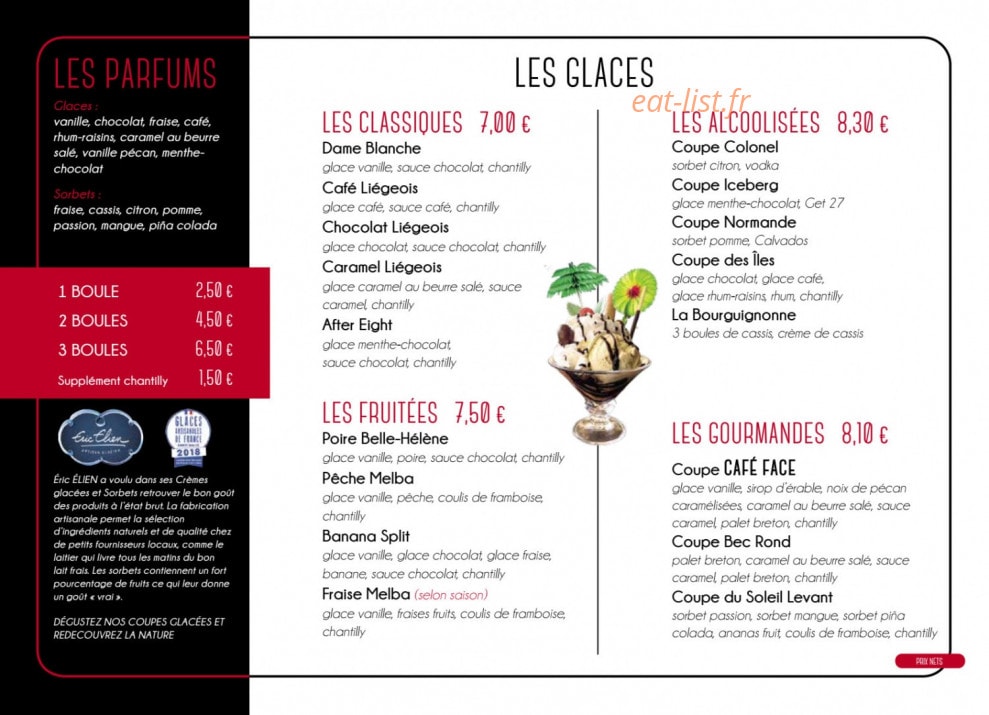 Le Café Face — carte page 6
