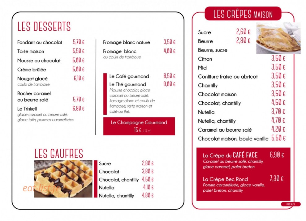 Le Café Face — carte page 5