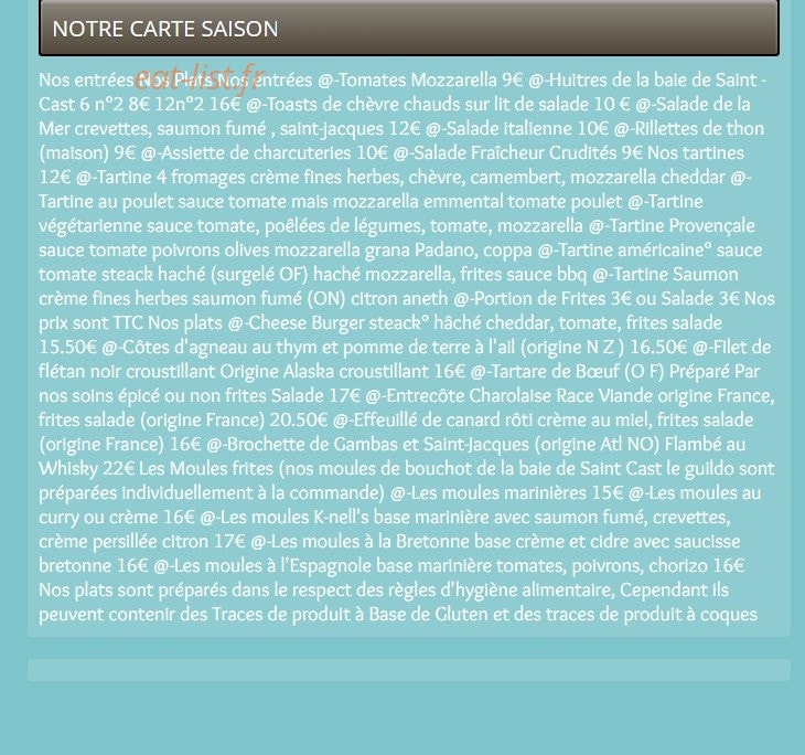 Le Knell's — carte page 1