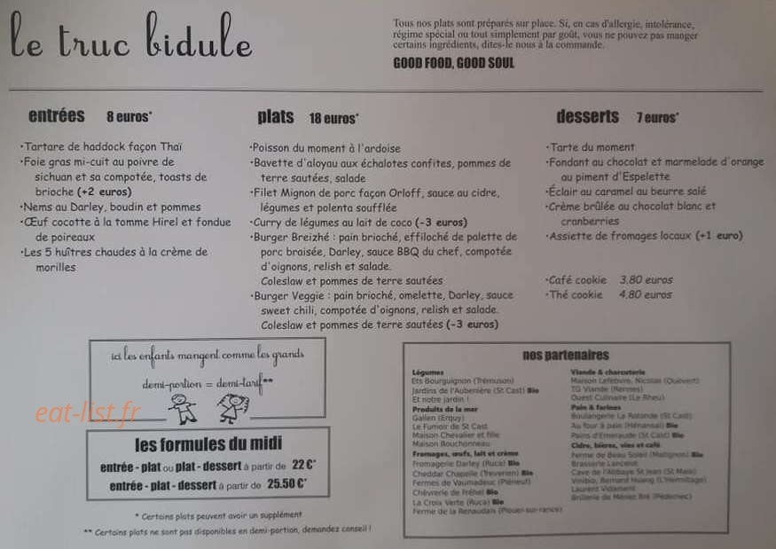 Le Truc Bidule — carte page 1