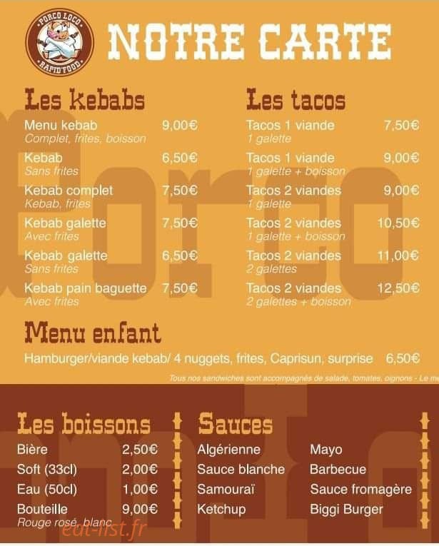 Porco Loco — carte page 1