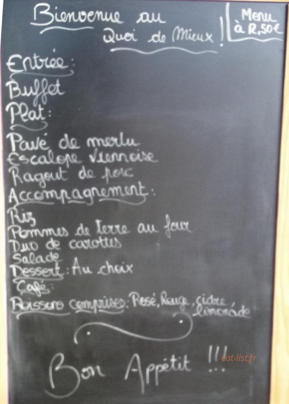 Restaurant Quoi de Mieux — carte page 1