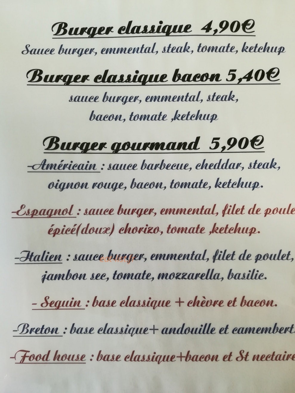 Food house — carte page 1