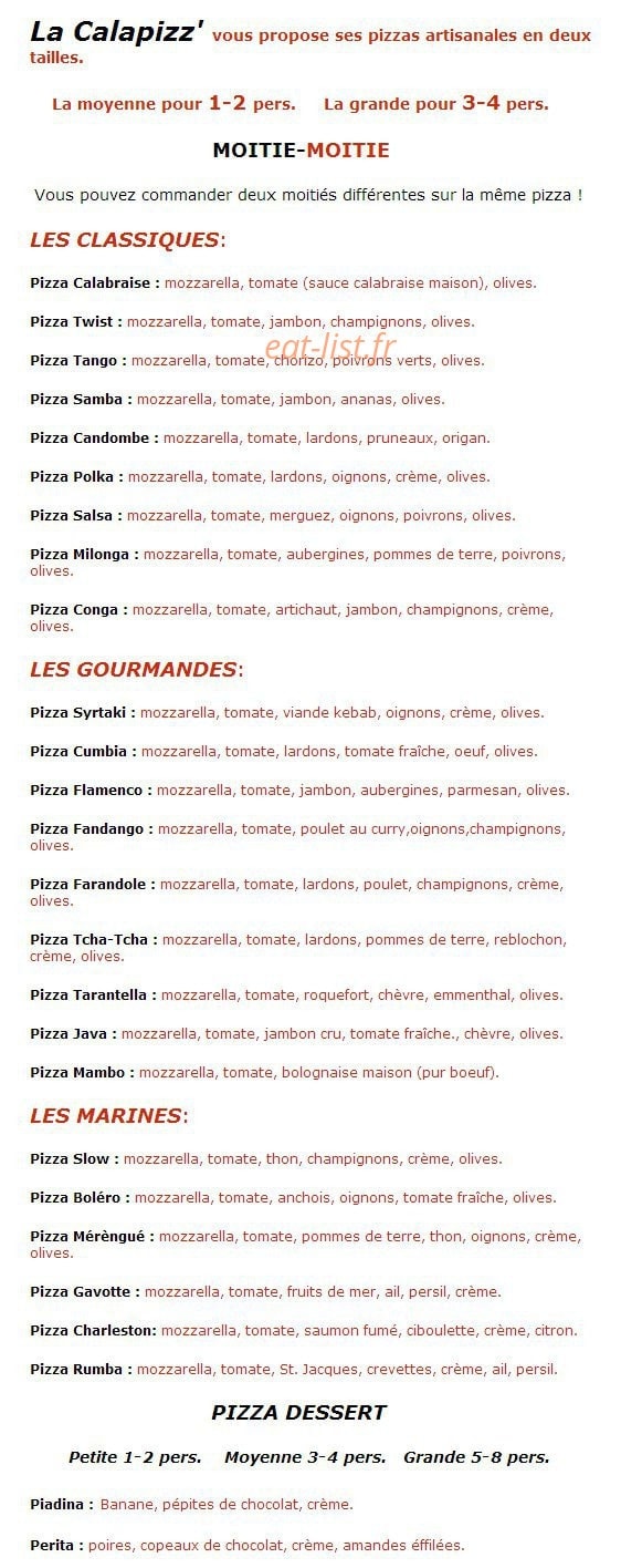 La calapizz — carte page 1