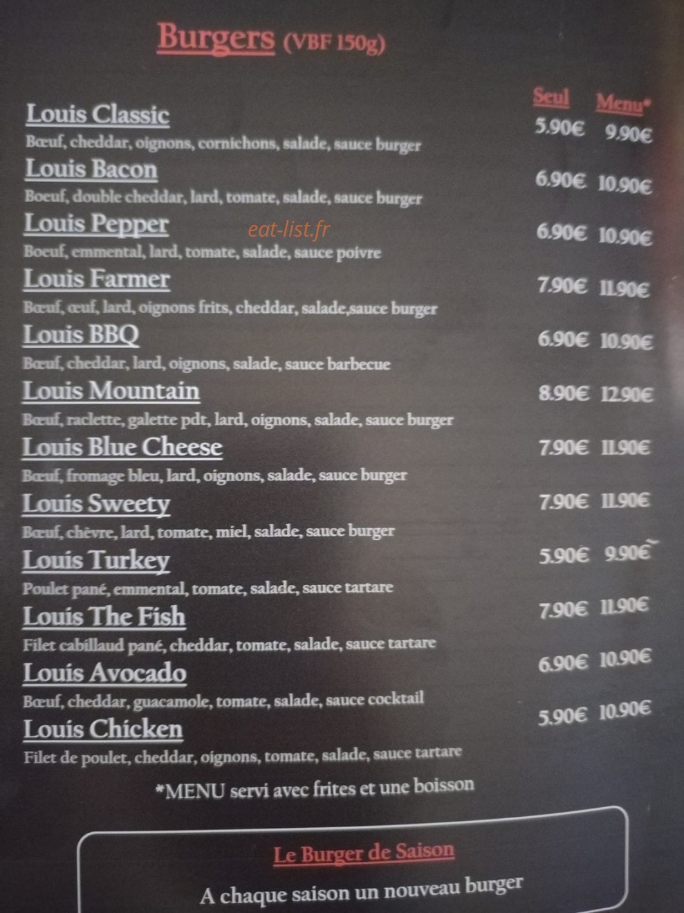 Louis Diner — carte page 4