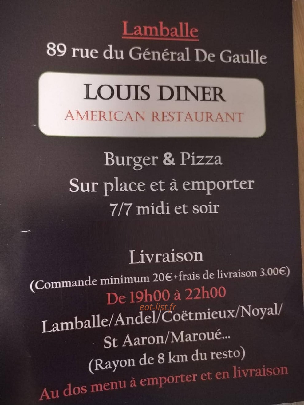 Louis Diner — carte page 1