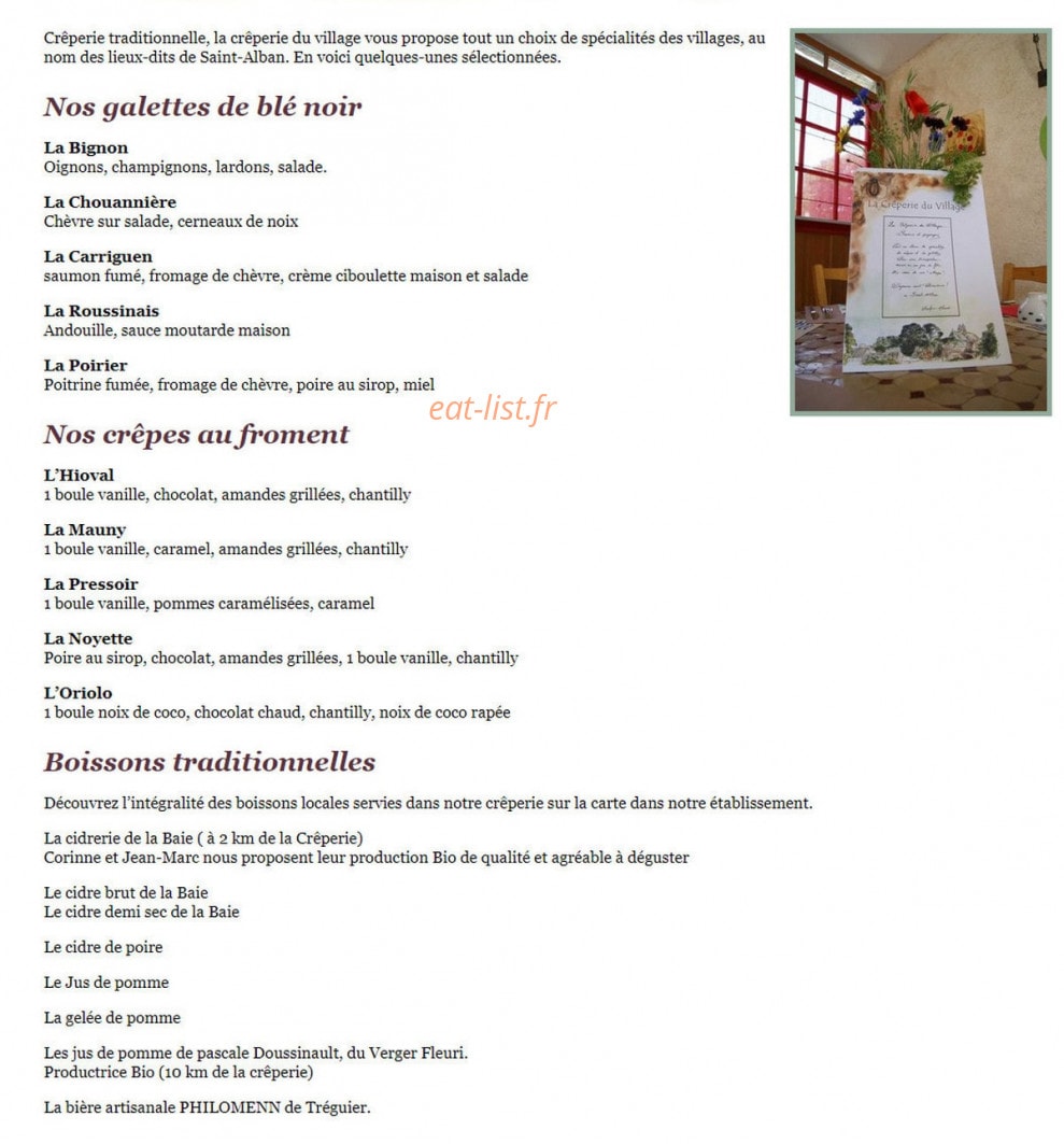 La Crêperie du Village — carte page 1