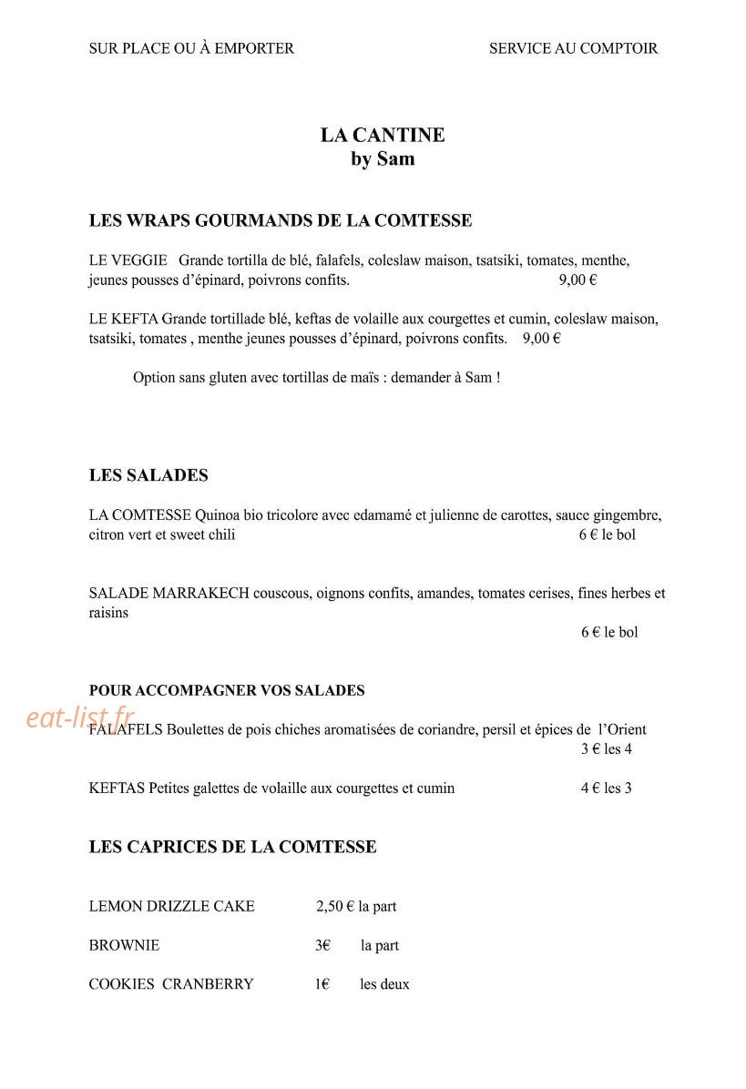 La Cantine — carte page 1