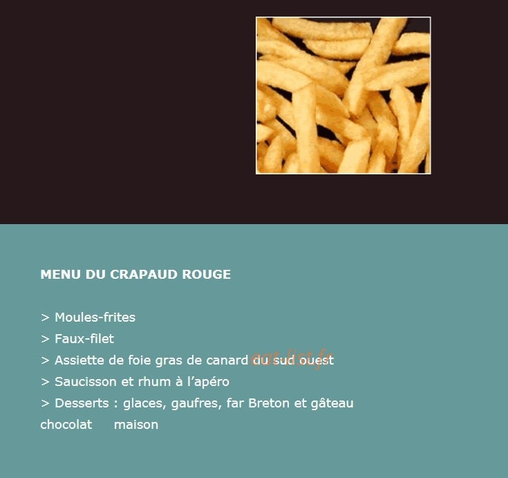 Le Crapaud Rouge — carte page 1