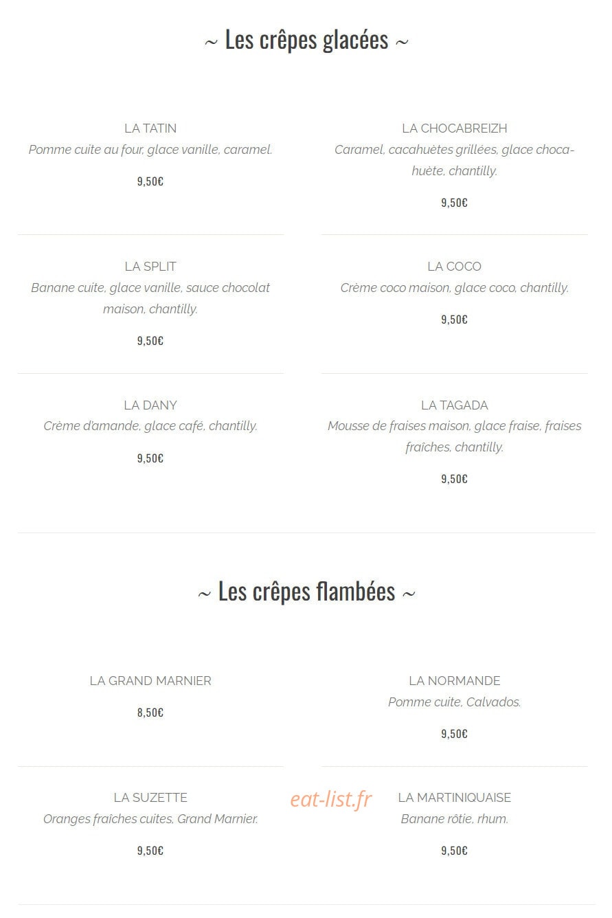La Crêperie du Pêcheur — carte page 7