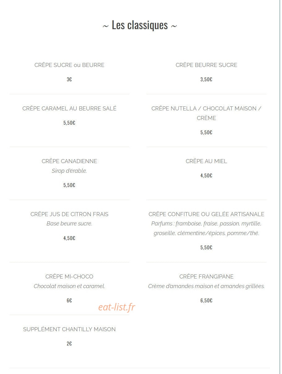 La Crêperie du Pêcheur — carte page 6