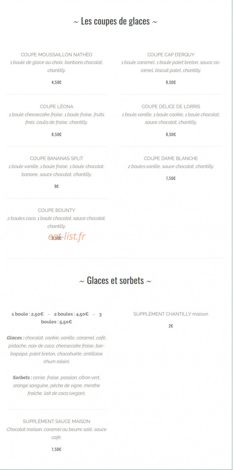 La Crêperie du Pêcheur — carte page 14