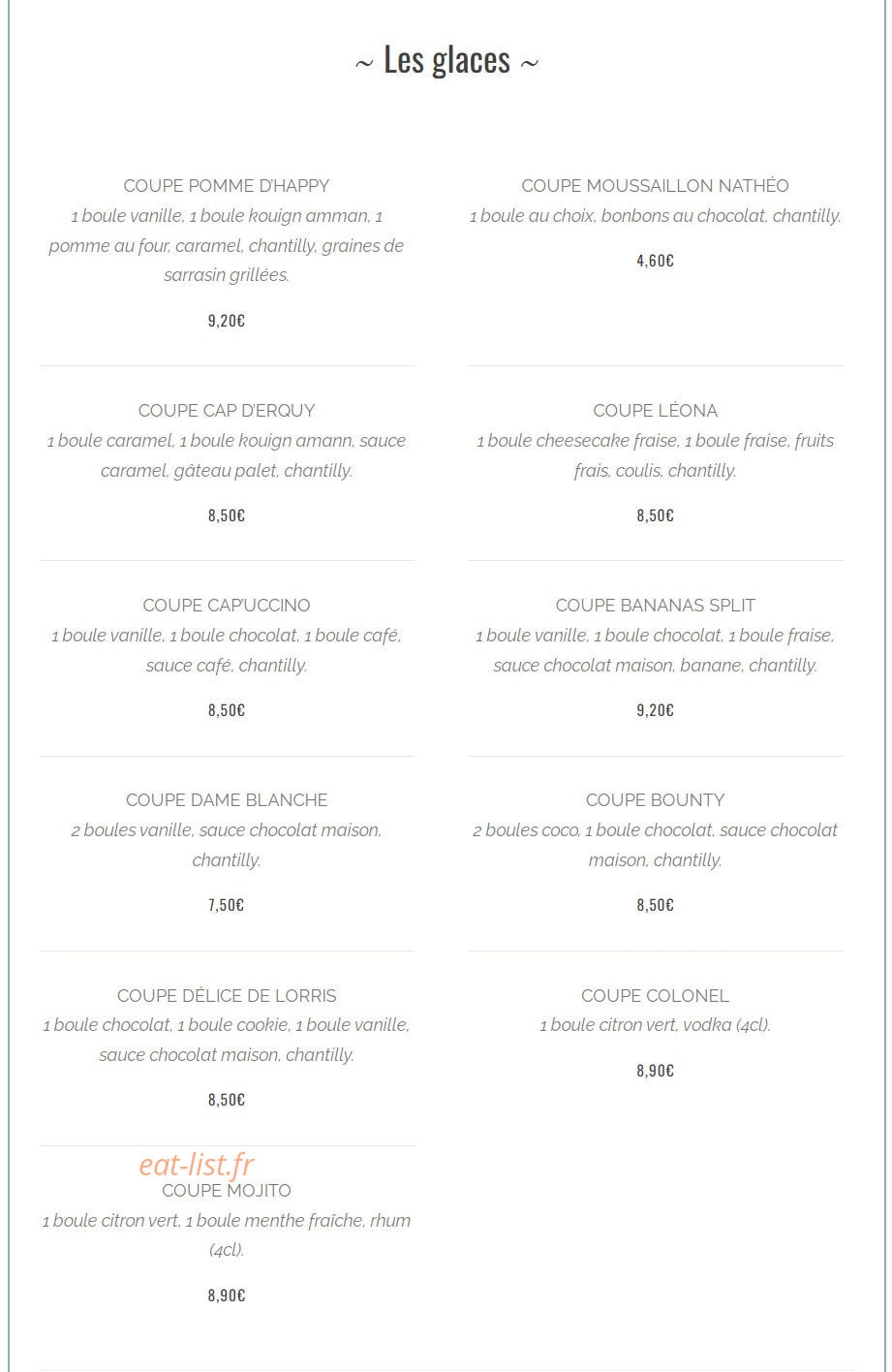 La Crêperie du Pêcheur — carte page 8