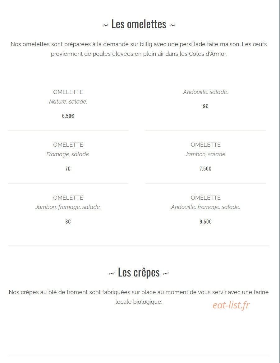 La Crêperie du Pêcheur — carte page 5