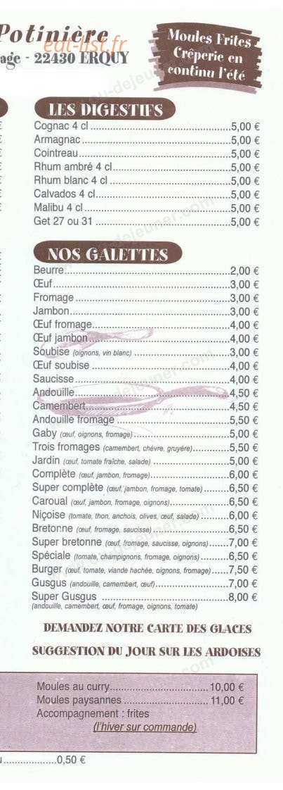 La Potiniere — carte page 3