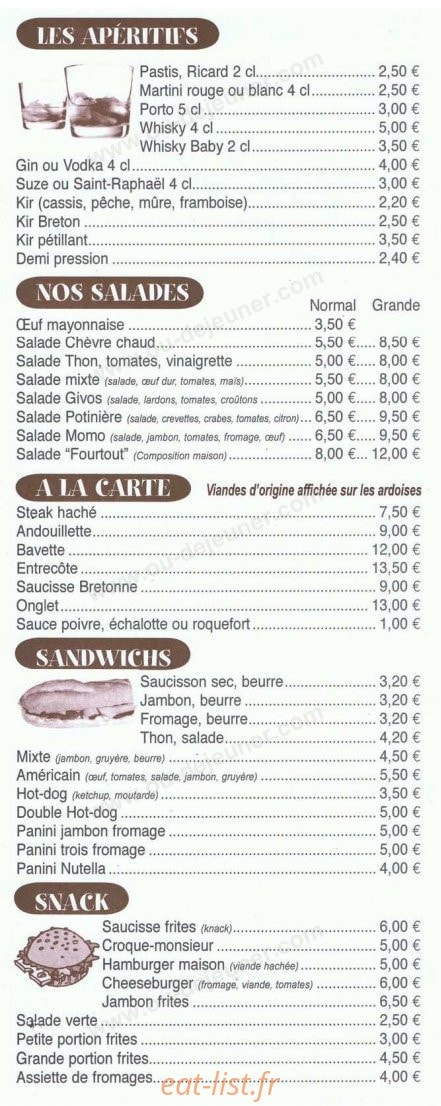 La Potiniere — carte page 1