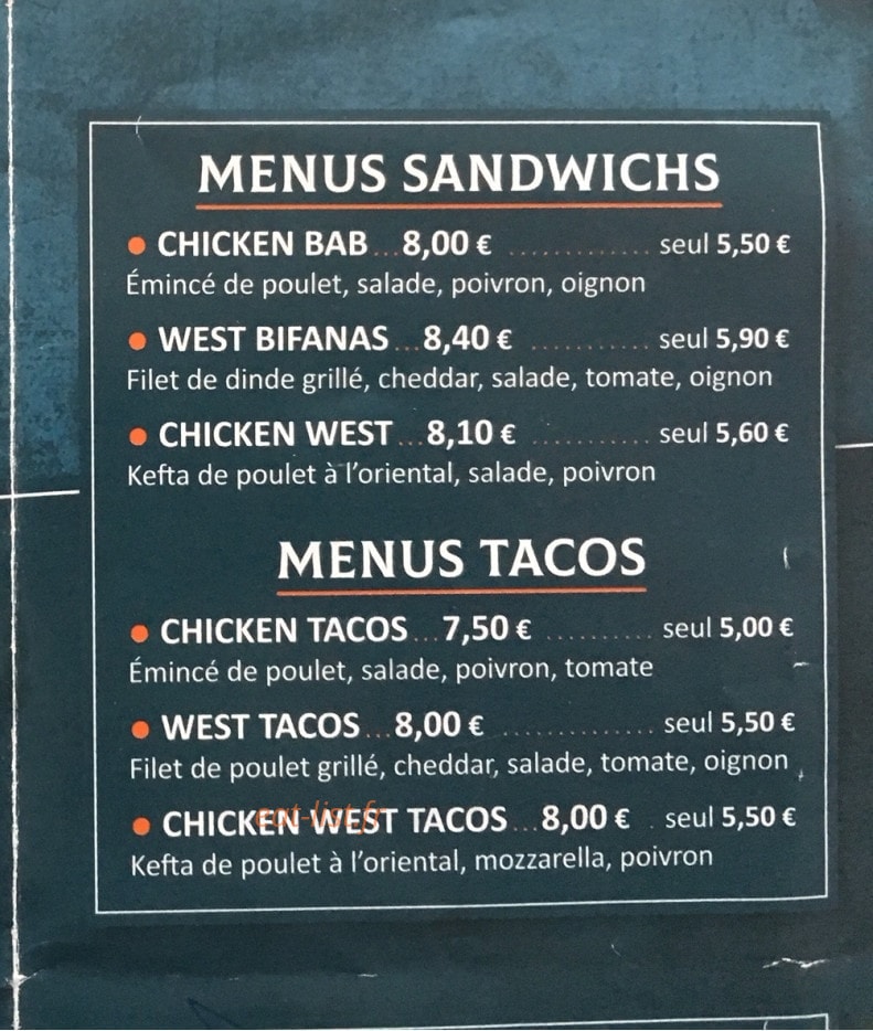 Chicken West — carte page 5