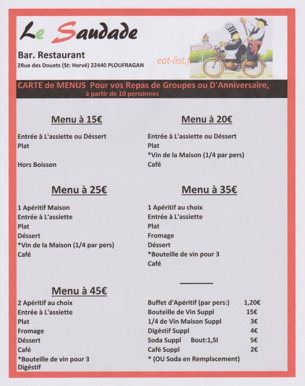 Le Saudade — carte page 1
