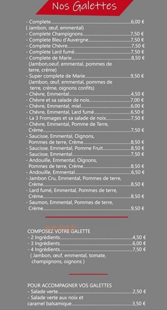 Crêperie de Bosméléac — carte page 2