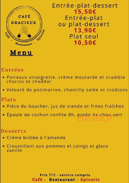 Le Café Grâcieux — carte page 2
