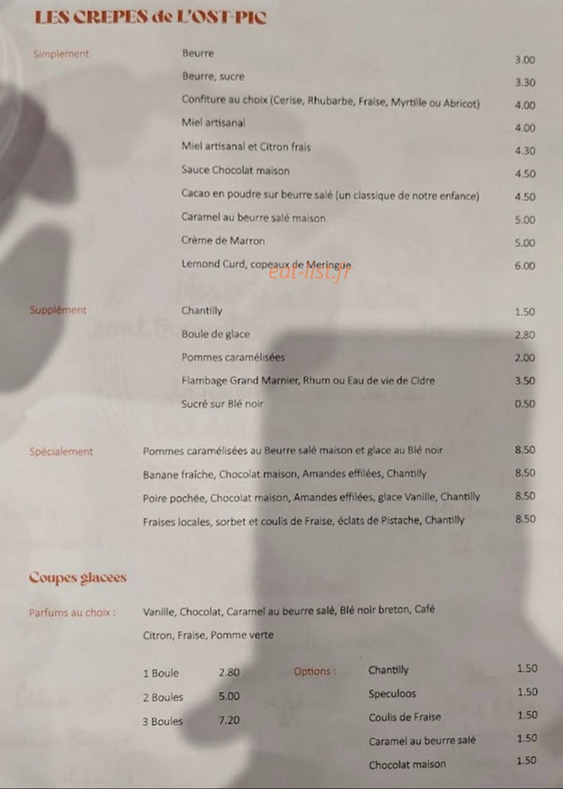 Crêperie L'Ost-Pic — carte page 2